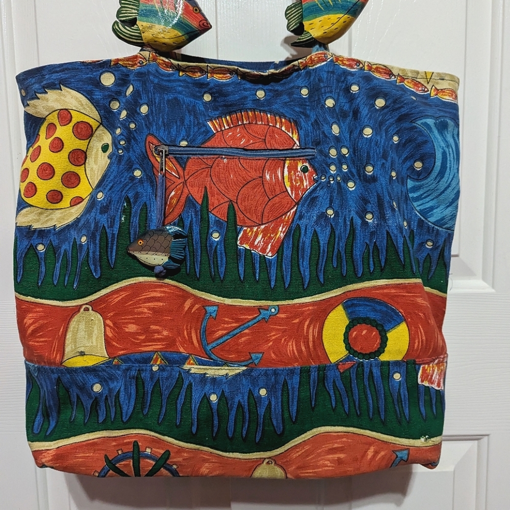 "Sea Boating" Canvas Fish Tote